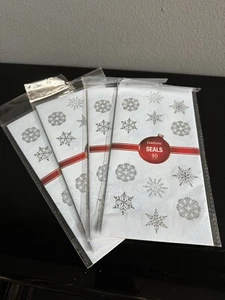 NEW Premium Christmas Seals 40 Per Pack - 4-Packs Silver Foil Snowflakes SEALED - Picture 1 of 2