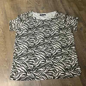Jones New York Womens Shirt Top Size 1X Green Animal Print Short Sleeves NWT - Picture 1 of 8