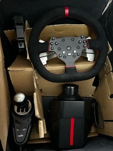 PXNV10 GAMING STEERING WHEEL WITH PEDALS AND SHIFTER 270°&900°,4 PADDLE SHIFTERS - Picture 1 of 5
