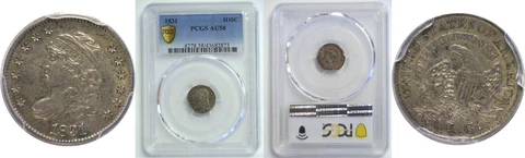 1831 Bust Half Dime PCGS AU-58 Cover