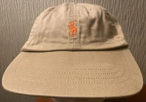 Polo Ralph Lauren Baseballmütze orangefarben Pony Logo - Riemen hinten verstellbar hellbraun Kappe - Bild 1 von 6