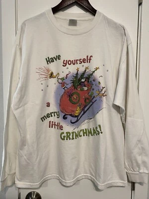 Vintage Y2K Dr. Seuss Grinch Long Sleeve Shirt Mens XL Christmas Delta Tag Book - Image 1 of 4
