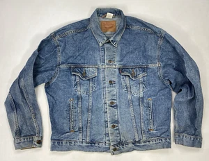VINTAGE Levi's Trucker Denim Jean Jacket Men Large Blue - Picture 1 of 12