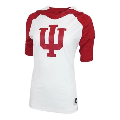 Indiana Hoosiers NCAA Adidas Women's White Finished Goods Short Sleeve Hoodie - Image 1 of 3