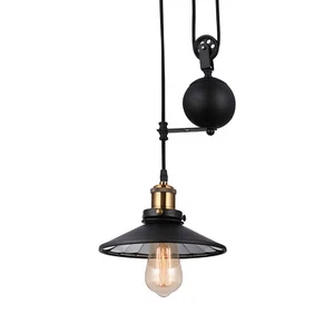 Vintage Style Pendant Lamp Industrial Ceiling Light Lift Pulley Hanging Fixture - Picture 1 of 6