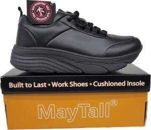 Work Slip Resistant Women Wide Shoes Black Comfort Cushioned Insole MayTall 2601 - Picture 1 of 10