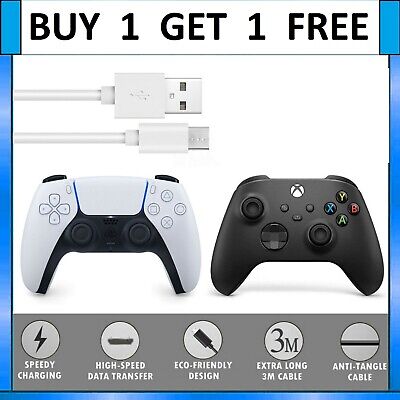 3M Long USB Charging Charger Cable Lead For PS5 XBOX Series X Controller • 5.99£