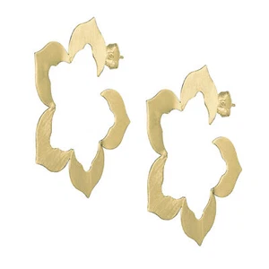 Sheila Fajl Flora Flower Inspired Hoop Earrings in Brushed Gold Plated - Picture 1 of 4