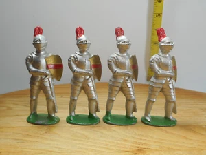 4 Vintage Barclay Manoil Medieval Armored Knights 70mm - Picture 1 of 7