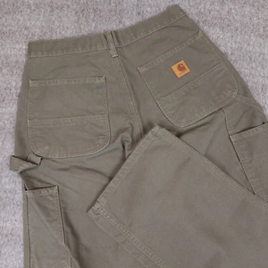 Carhartt Mens 31x34 Carpenter Pants Moss Green Dungaree Fit Canvas Duck B11 MOS - Picture 1 of 8