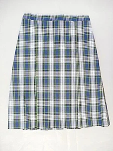 Girls A+ Multi-Color Plaid Box Pleat Uniform Skirt Teen 1/2 Sz 10 1/2 - 16 1/2 - Picture 1 of 4
