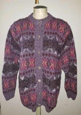 De colección Harley of Scotland ciruela lana merino grande acogedor cárdigan suéter L damas Foto 1 de 4