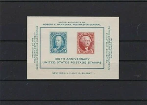 UNITED STATES 100th ANNIVERSARY IMPERF STAMPS SHEET U/MINT REF R 1837 - Picture 1 of 1