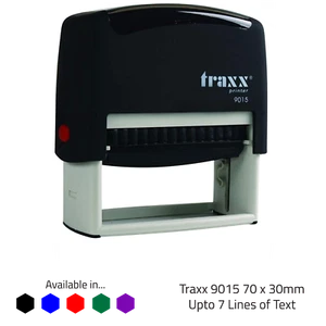 Traxx 9015 70 x 30 mm - Estampilla de goma personalizada hecha a medida autoencuestable - Imagen 1 de 3