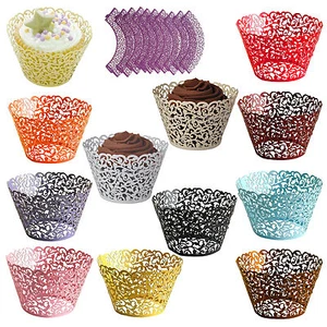 25/50/100 Filigree Vine Cupcake Wrappers Cases Gift Xmas Wedding Birthday Cake - Picture 1 of 16