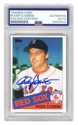 Roger Clemens Signed Red Sox 1985 Topps Rookie Baseball Card #181 - (PSA) - Image 1 of 2