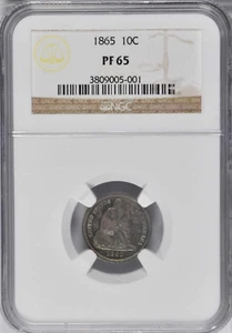 1865 NGC PR65 ๐ด 10,000 Minted + 500 Proof = 4th Lowest 10c! ๐ด  โ
 Seated Dime โ
 - Picture 1 of 5