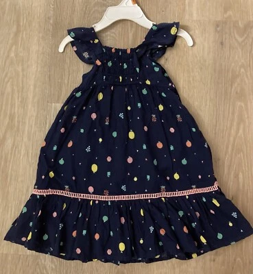 Vestido Solero Informal Cat & Jack Niña Talla 12 Meses Azul Marino Con Estampado de Frutas Foto 1 de 4