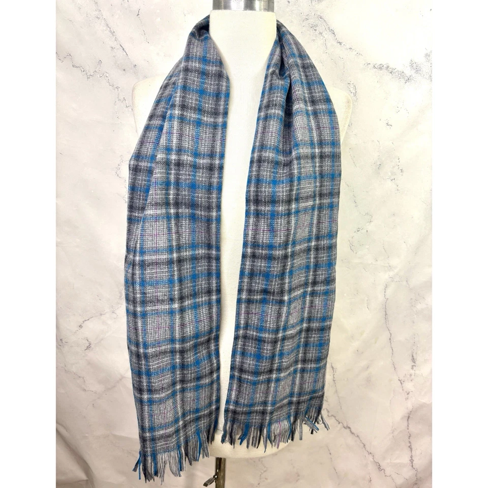 Bufanda a Cuadros Pendleton Vintage Años 70 100% Lana Virgen 9"x60” EE. UU. Azul Preppy Retro Foto 1 de 4