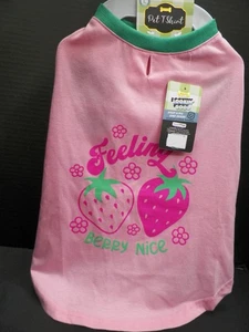 Woof Pet T Shirt Feeling Berry Nice Strawberry Pink Size Large - Picture 1 of 5