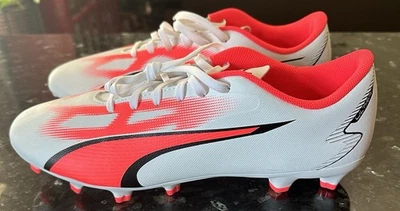Puma Ultra Play Mens 12 FG/AG 107423 01 Football Boots White Fire Soccer Cleats - Image 1 of 4