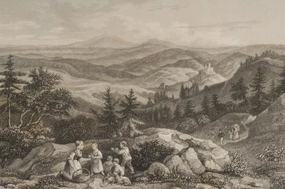 GRÜNEWALD (*1801) nach RICHTER (*1803), Der Zobtenberg, um 1840, Sst. Romantik - Bild 1 von 4