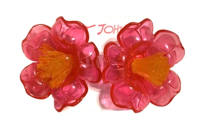 Betsy Johnson Pink & Orange Jelly Flower Earrings - Image 1 of 4