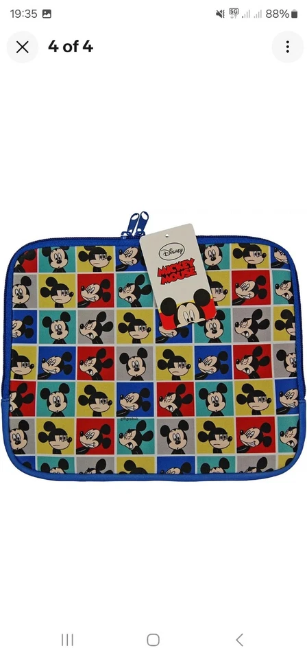 Disney Mickey Mouse Tablet case iPad Sleeve Cover Book Notepad Padded Protection - Image 1 of 2
