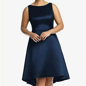 Alfred Sung Women's Navy Blue Sleeveless Cocktail Dress Satin Plus Size 16  - Picture 1 of 8