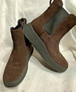 Super Ladies FitFlop F-Mode Choc Brown Suede Flatform Chelsea Boots, UK6 EU39 - Picture 1 of 14