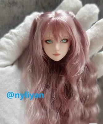 Personalizada 1/6 Mujer Púrpura Pelo Rizado Niña Cabeza Esculpida Para 12" PH UD LD Figura Foto 1 de 4