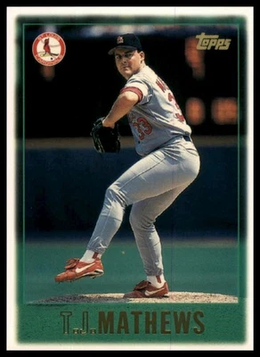 1997 Topps #343 T.J. Mathews St. Louis Cardinals Baseball - Image 1 of 2