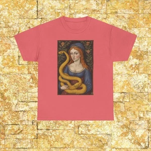Renaissance Art Tee | Medieval Woman Holding Snake Graphic Shirt - Bild 1 von 41