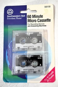 Southwestern Bell Freedom Phone 60 Minute Micro Cassette 2 Pack - Vintage - NEW - Picture 1 of 7