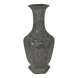 Haeger 1970s Mid Century Modern Art Pottery Black White Lizard Skin Vase 4056 - Picture 1 of 6