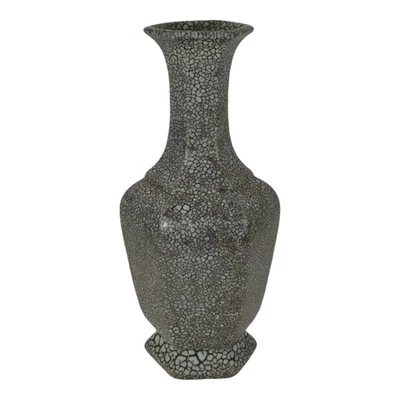 Haeger 1970s Mid Century Modern Art Pottery Black White Lizard Skin Vase 4056 - Image 1 of 4