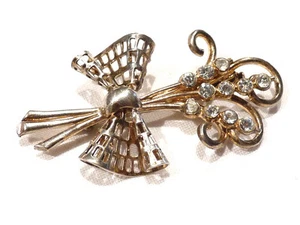 Bijou alliage doré broche intemporelle bouquet floral strass brooch - Picture 1 of 1