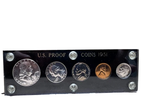 1951 US Proof Set in Black Plastic US Proof Set Holder GEM Cover
