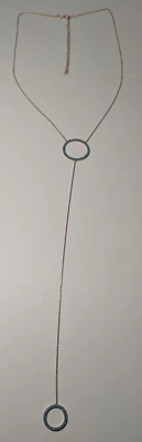 Beautiful Rose Gold Platted Figaro Turquoise Circle Pendant Necklace 925  - Image 1 of 4