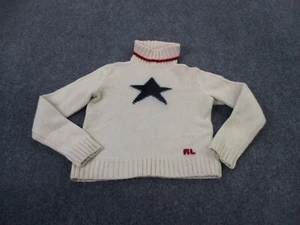 Vintage Ralph Lauren Sweater Boys XL Star Wool Turtleneck Logo Heavy - Picture 1 of 11