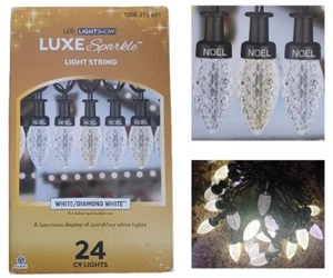 Gemmy Weihnachtsbeleuchtung LED Luxe Sparkle Schnur klar Diamant weiß C9 24ct 23' - Bild 1 von 20