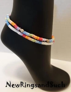 2 Puka Muschel Fußkettchen Fußkettchen 1 mit kleinen Muscheln und 1 ohne...2 Stück - Bild 1 von 4