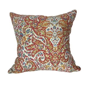Lauren Ralph Lauren Down Filled Paisley Pillow With Zipper 20 x 20 Oranges Cream - Picture 1 of 6