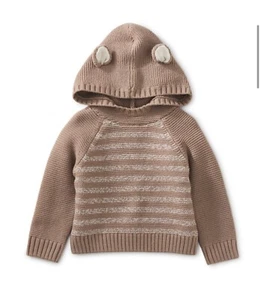 Tea Collection Baby Size 6-9 Months Bear Ears Baby Sweater in Brown - Picture 1 of 10