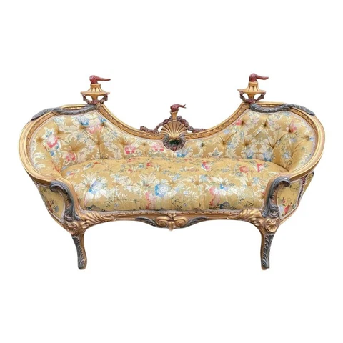 Louis XVI Style Sofa/Settee in Yellow- WORLDWIDE SHIPPING Cover