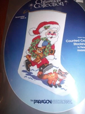 Kit de punto de cruz contado vintage Paragon SANTA PALS 18" Foto 1 de 4