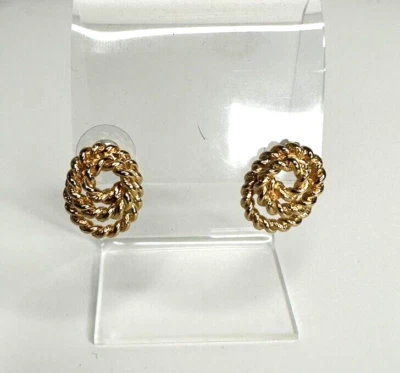 Pendientes perforados vintage Monet nudo retorcido tono dorado 698 Foto 1 de 4