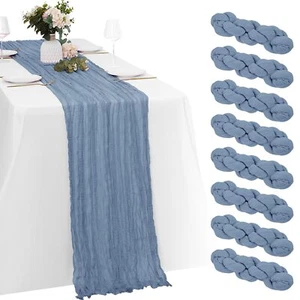 8 Pack Dusty Blue Cheesecloth Table Runners 35x120 Inch Gauze Table Runner Ch... - Picture 1 of 7