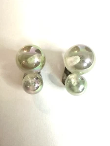 Vintage 50er Jahre doppelte Seifenblase irisierende Ohrclips - Bild 1 von 2