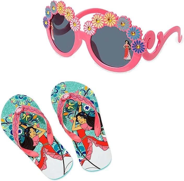 Disney Elena of Avalor Flip Flops and Sunglasses Set Size 11/12 - Image 1 of 1
